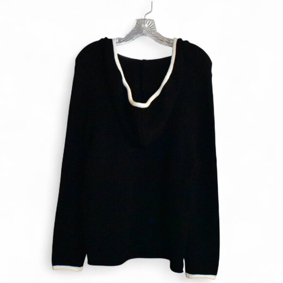 Joan Vass Long Sleeve Viscose Blend Pullover Hoodie Knit Sweater Top Size L - Picture 2 of 8